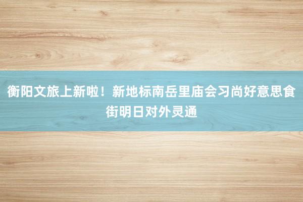 衡阳文旅上新啦！新地标南岳里庙会习尚好意思食街明日对外灵通